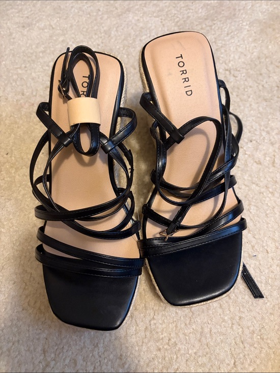 torrid Shoes - torrid Black Strappy Lace-Up Square-Toe Sandals